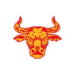 vector illustration of an angry bull's head