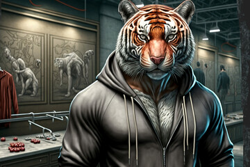 tiger in fitness suit