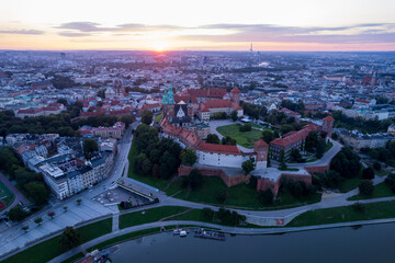 Krakow, Cracow, Lesser Poland Voivodeship. Krakus Mound, Market Square in Krakow, Wawel Castle and other popular buildings and architecture in Krakow.