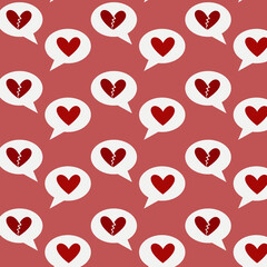 Love chat, dialog vector seamless pattern, Valentine's day, conversation, hearts, heart, couple, love, design, icon, cute, lovely, for print, textile, wrapping paper, gift card, illustration