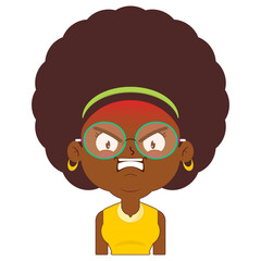 afro woman angry face cartoon cute