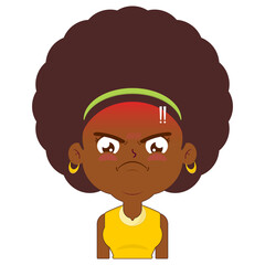 afro woman angry face cartoon cute