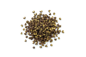 Pile of Sichuan Pepper green isolated on white background