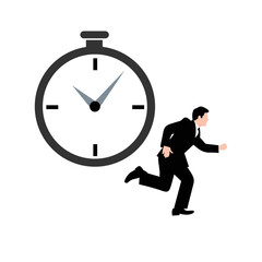 businessman running with clock