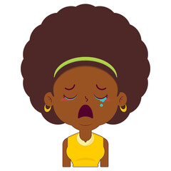 afro woman crying face cartoon cute