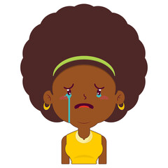 afro woman crying face cartoon cute