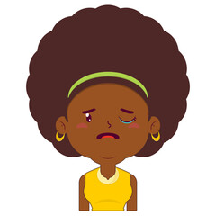 afro woman crying face cartoon cute