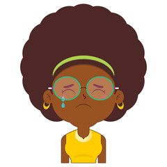 afro woman crying face cartoon cute