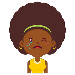 afro woman crying face cartoon cute