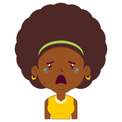 afro woman crying face cartoon cute