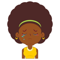 afro woman crying face cartoon cute