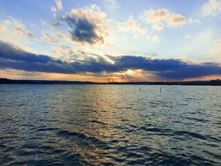 sunset over the lake