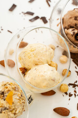 Vanilla-chocolate ice cream in a sundae glass