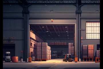 Fototapeta premium Warehouse, generative AI
