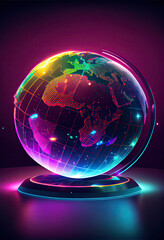 Globe with neon light