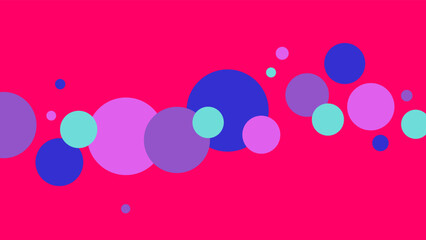 Neon Bright Color Circle Bubble Flowing on a Bright Pink Background