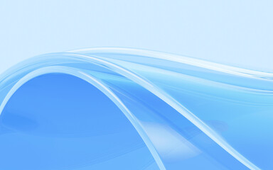 Blue abstract curved glass background, 3d rendering.