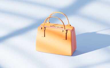 A handbag in the blue background, 3d rendering.