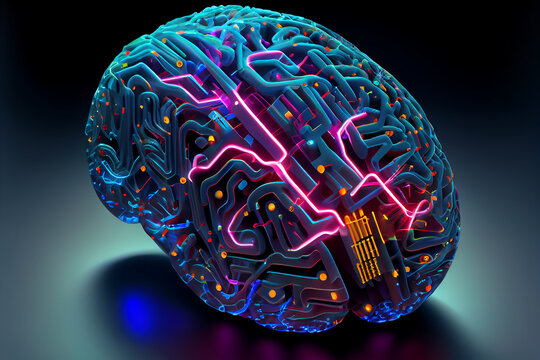 Robotic brain concept, futuristic brain. Generative AI.