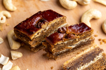A piece of fresh and soft baklava