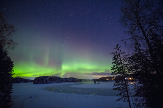 View of aurora borealis