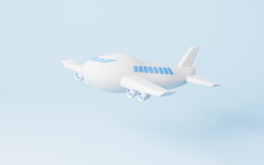Cartoon airplane in the blue background, 3d rendering.
