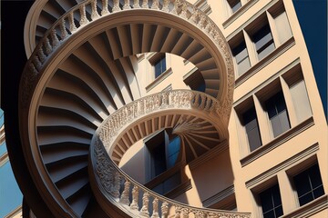 Low Angle View Of Spiral Staircase Against Building