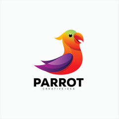 Vector logo illustration parrot gradient colorful