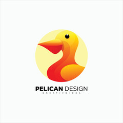 Vector logo illustration pelican design gradient colorful