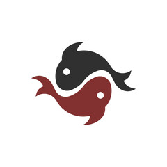 Yin yang fish Logo Template Design Vector