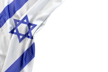 Foto op Plexiglas Flag of Israel in the corner on white background. Isolated. 3D illustration. Isolated © kirill_makarov