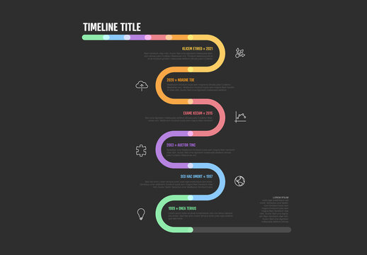 Thick Line Infogrpahic Vertical Dark Timeline Diagram Template