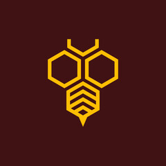Fototapeta premium Abstract hexagon bee logo icon vector Illustration