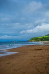 Beach and ocean. Atlantic coast of Spain, vertical photo