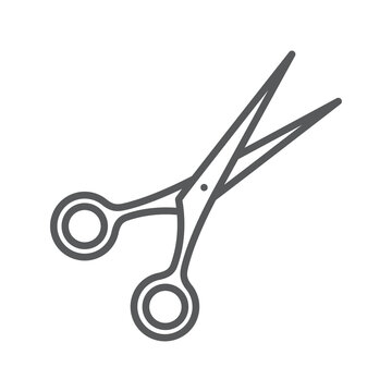 Scissors line icon. Minimalist icon isolated on white background. Shears simple silhouette.