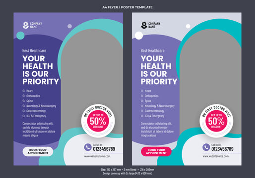 Medical healthcare flyer or poster template design