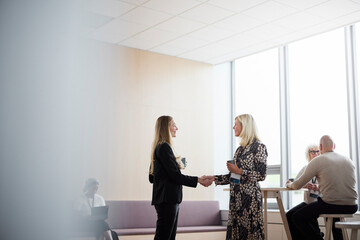 Businesswomen talking during coffee break