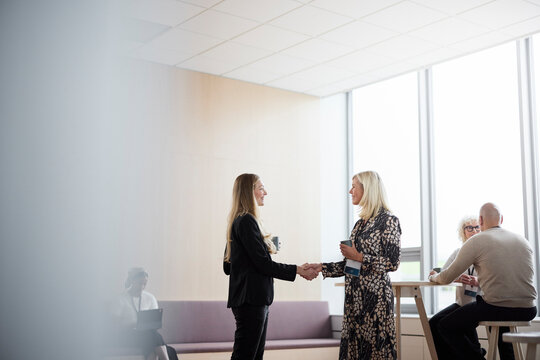 Businesswomen talking during coffee break