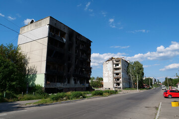 Fototapeta na wymiar Russian air force dropped bombs and destroyed buildings, killed civilians