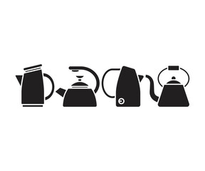 kettle and teapot icons set illustration