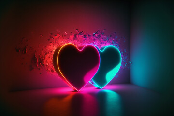 Love heart vibrant color background Generative AI