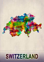 Switzerland Map in Watercolor