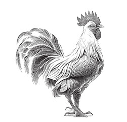 Beautiful rooster retro sketch hand drawn line art Vector illustration. © BigJoy