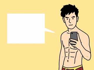 cute man cartoon on yellow background