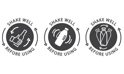 Bottle label - shake well before use, vector.