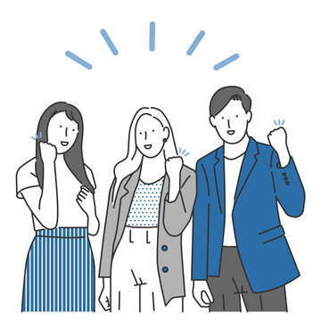 Newcomer employees preparing for work with a happy look on their faces