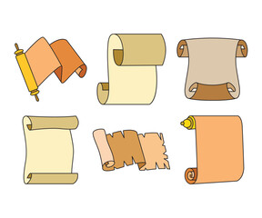 paper scroll and parchment icons illustration