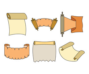 paper scroll and parchment icons illustration
