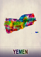 Yemen Map in Watercolor