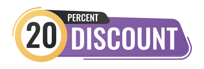 20 percent off. Colorful icon. Blog management, blogging and writing for website. Concept poster for social networks, advertising, banner